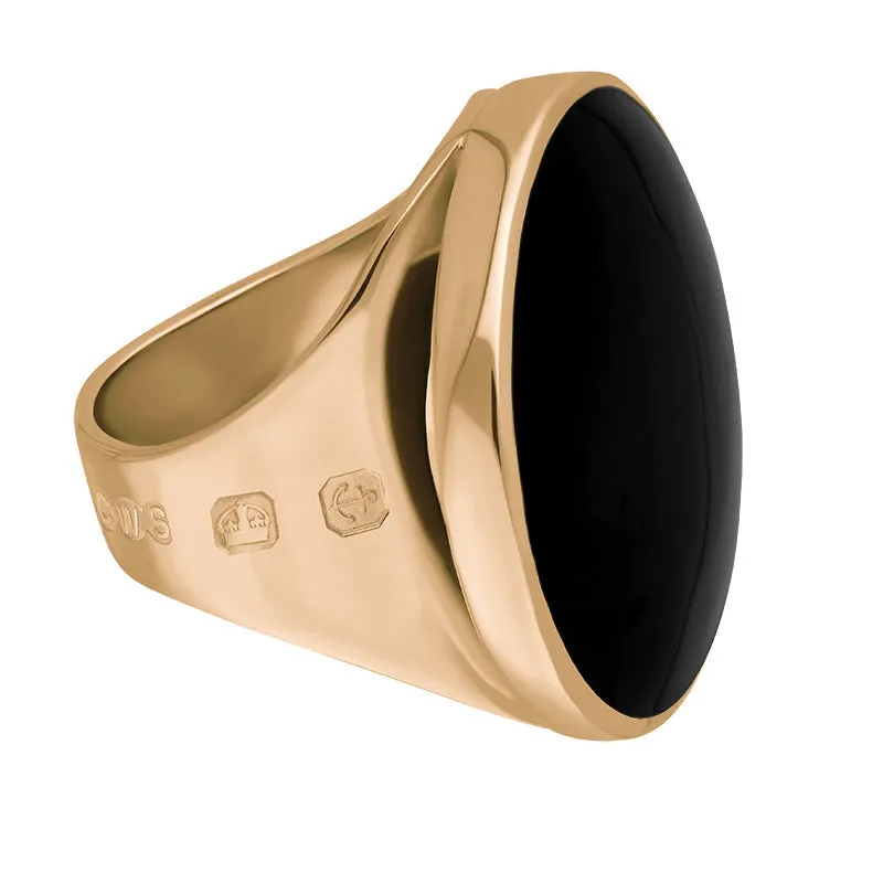 18ct Rose Gold Whitby Jet Hallmark Medium Round Ring