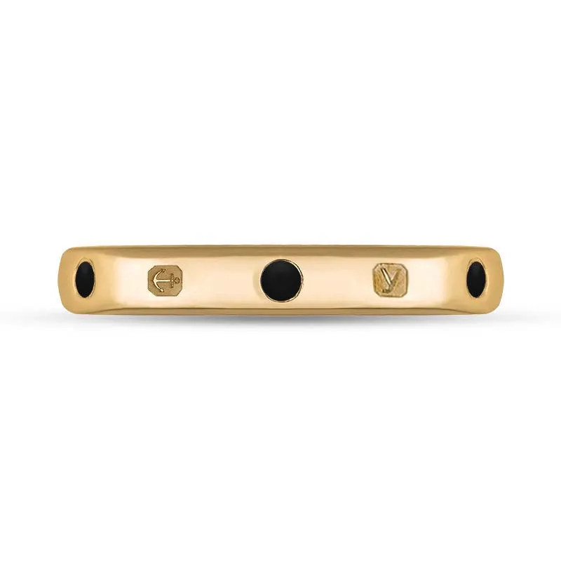 18ct Rose Gold Whitby Jet King's Coronation Hallmark 3mm Ring D