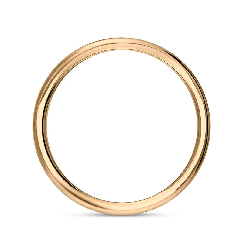 18ct Rose Gold Whitby Jet King's Coronation Hallmark 3mm Ring D