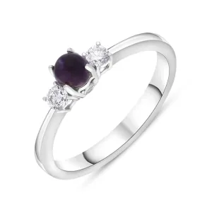 18ct White Gold Blue John 0.17ct Diamond Trilogy Ring