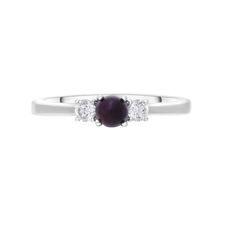 18ct White Gold Blue John 0.17ct Diamond Trilogy Ring
