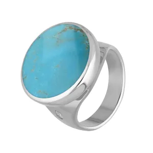 18ct White Gold Turquoise Hallmark Small Round Ring