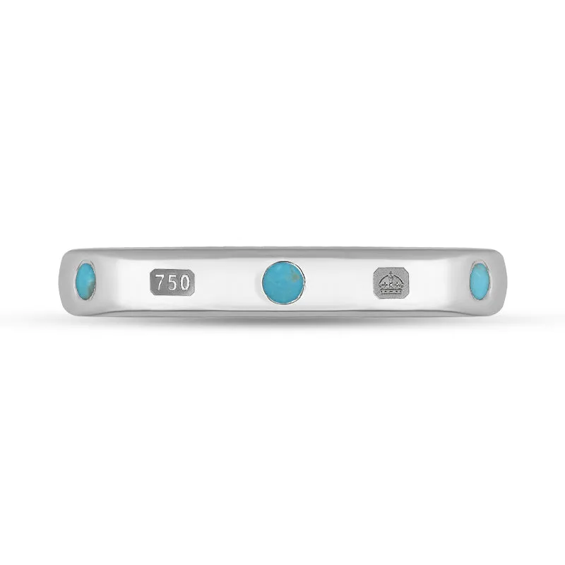 18ct White Gold Turquoise King's Coronation Hallmark 3mm Ring D