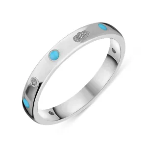 18ct White Gold Turquoise King's Coronation Hallmark 3mm Ring D