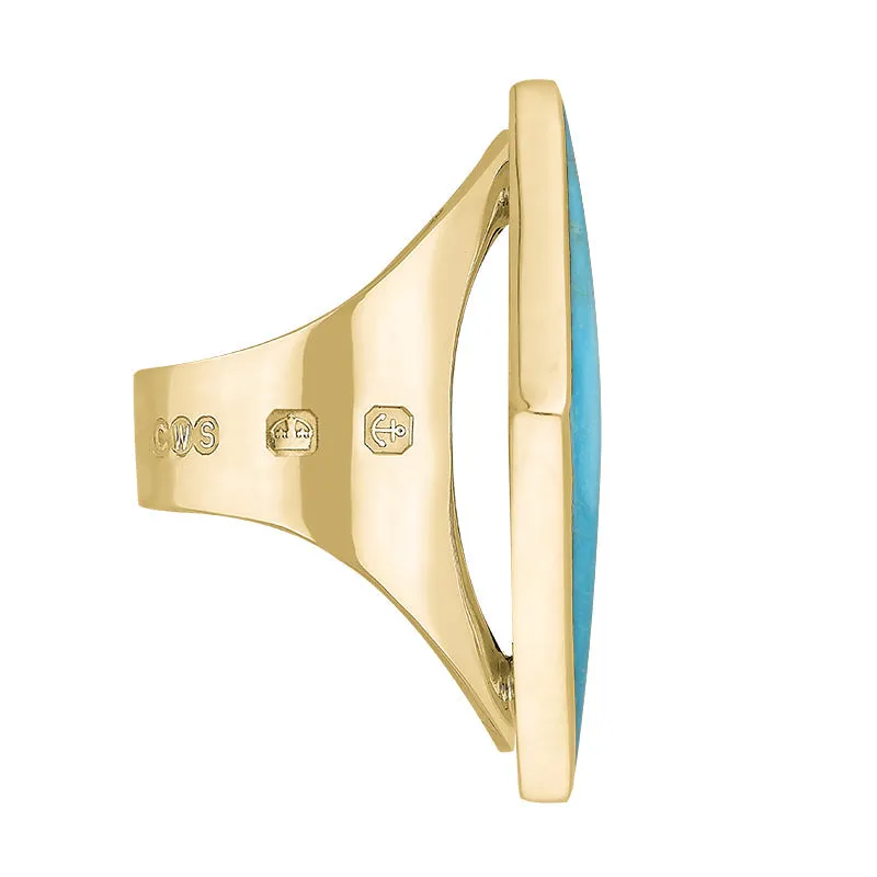 18ct Yellow Gold Turquoise Hallmark Large Rhombus Ring