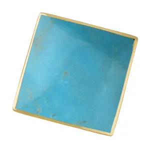 18ct Yellow Gold Turquoise Hallmark Large Rhombus Ring