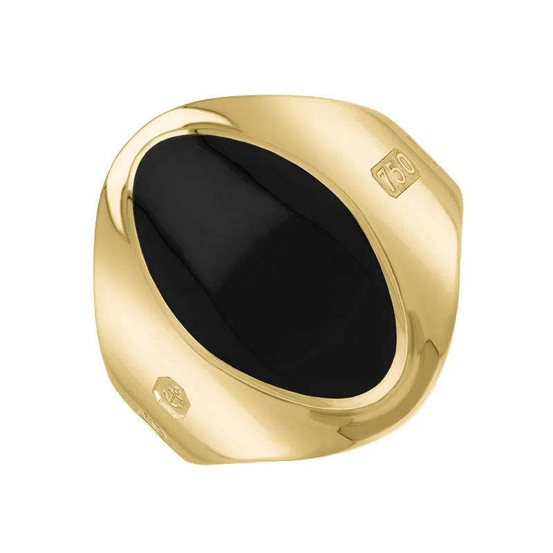 18ct Yellow Gold Whitby Jet Hallmark Small Oval Ring
