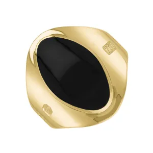 18ct Yellow Gold Whitby Jet Hallmark Small Oval Ring