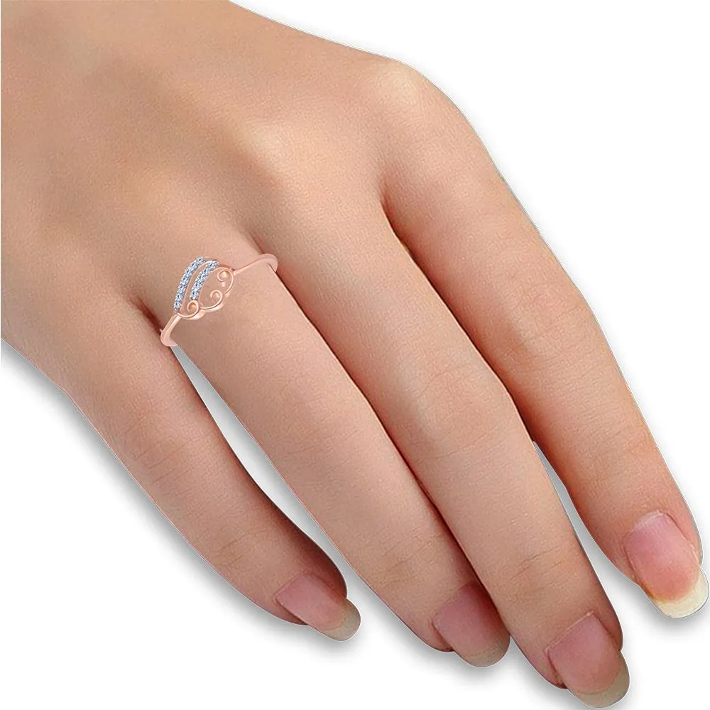 18k (750) Rose Gold And Diamond Ring For Women