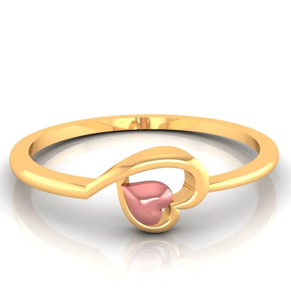 18k Double Hearts Style Gold Ring