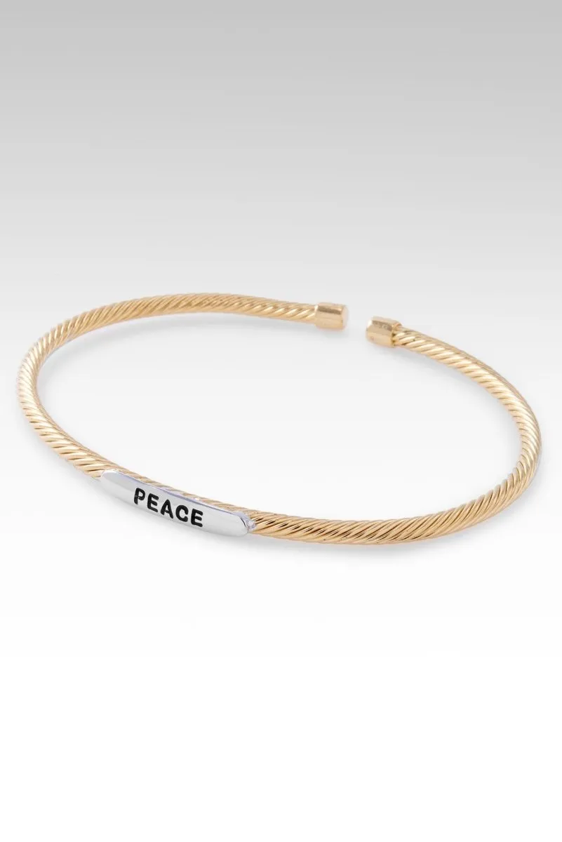 18K Gold Peace & Hope Cuff? in Rhodium Over Sterling Silver