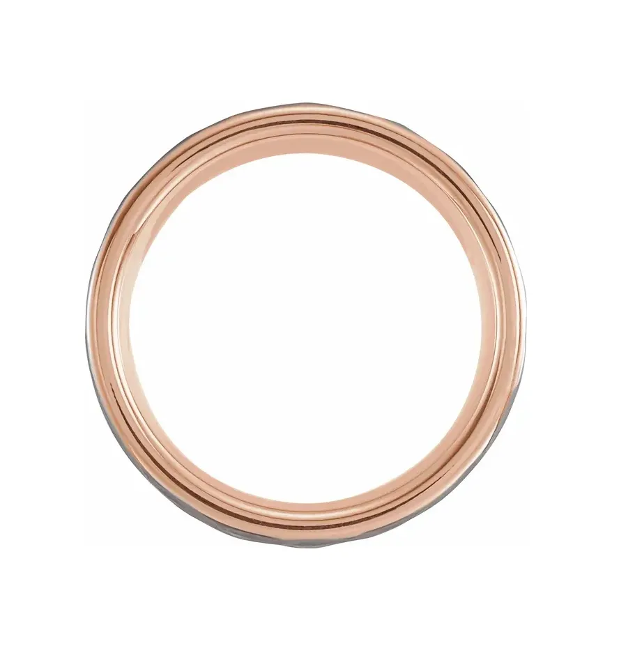 18K Rose Gold PVD 8 mm Hammered Texture Tungsten Band