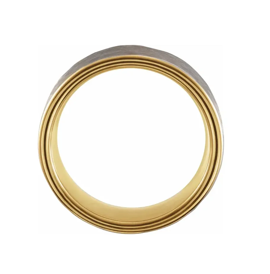 18K Rose Gold PVD 8 mm Hammered Texture Tungsten Band