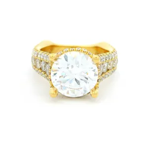 18K Yellow Gold Hidden Halo Round Natural Diamonds Natural Diamonds Engagement Ring