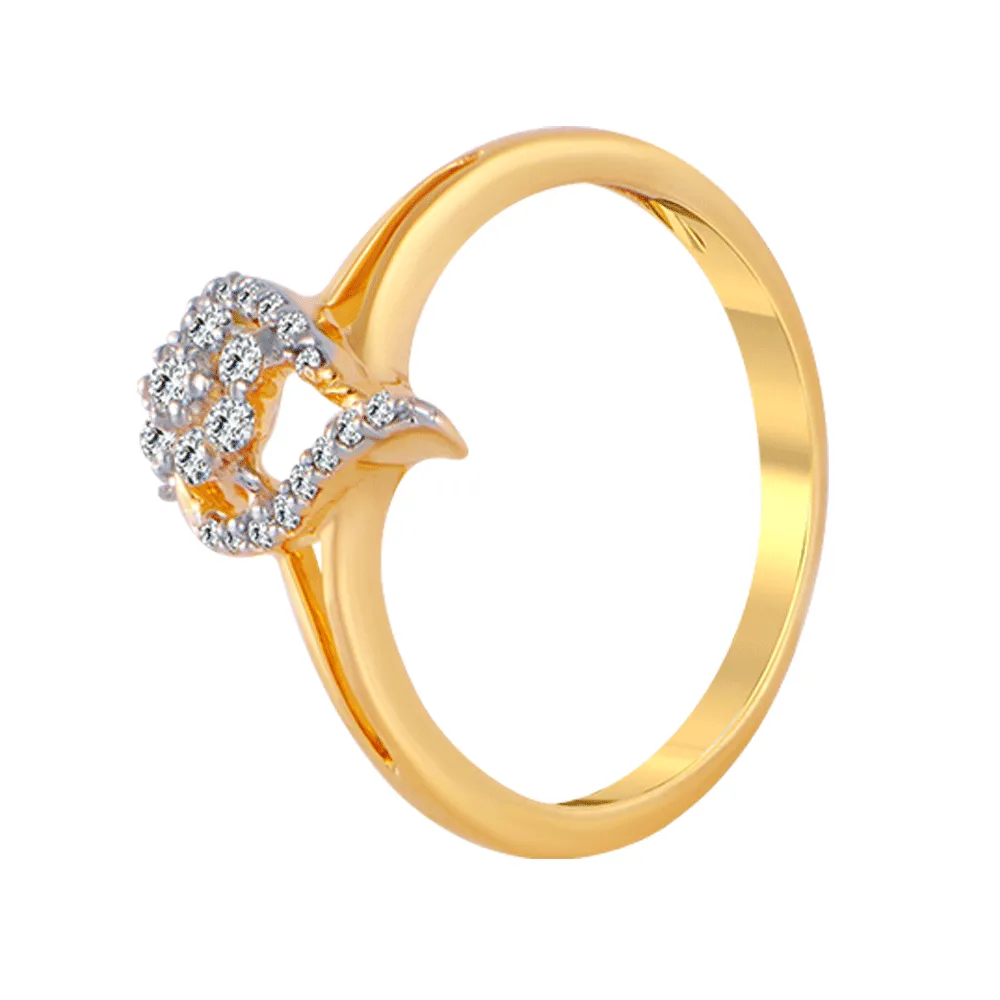 18KT (750) Yellow Gold And Diamond Ring For Women