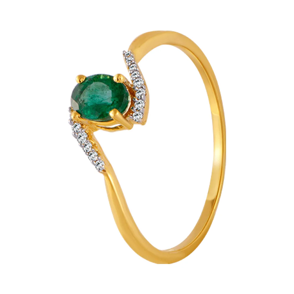 18KT (750) Yellow Gold And Diamond Ring For Women