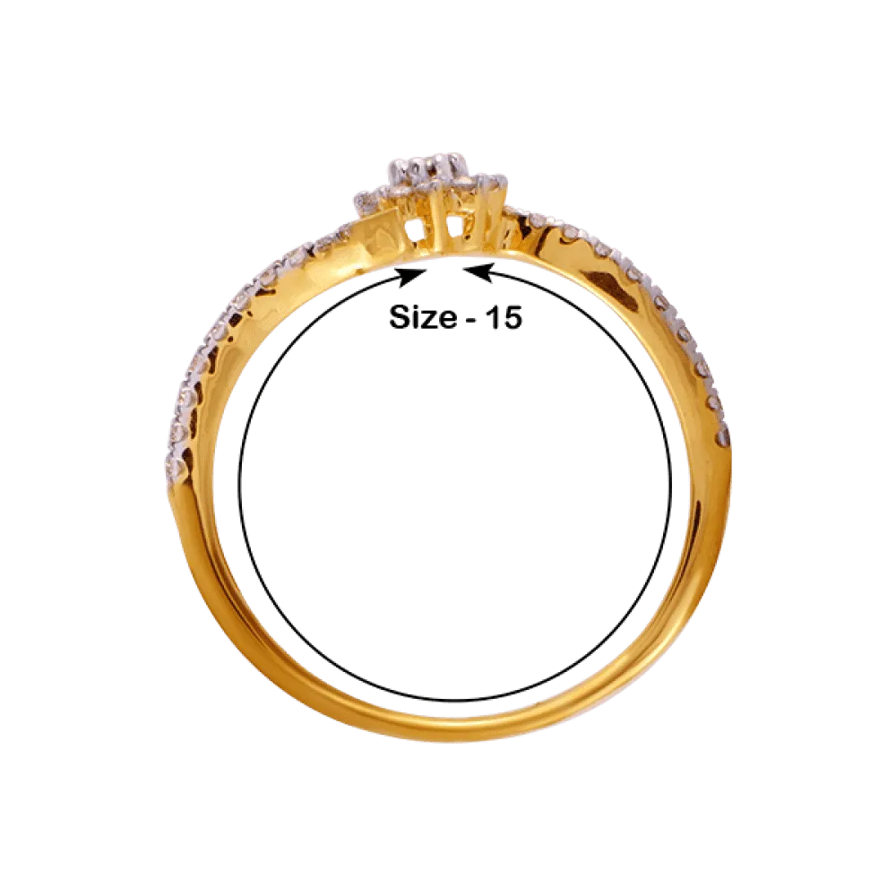18KT (750) Yellow Gold And Diamond Ring For Women