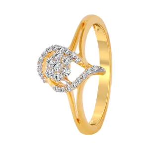 18KT (750) Yellow Gold And Diamond Ring For Women