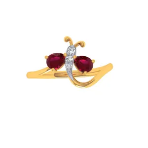18KT (750) Yellow Gold And Diamond Ring For Women
