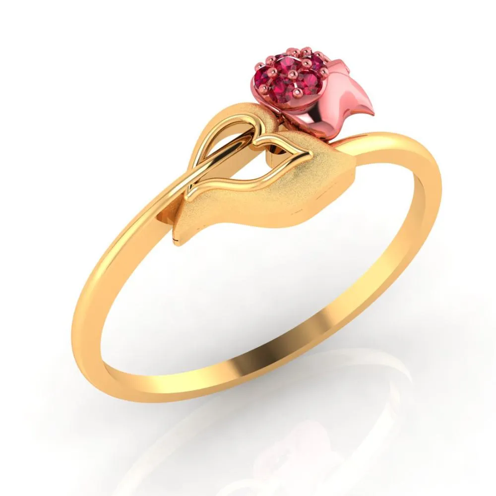 22k Gold Ring With An Intricately-detailed Tulip On Top