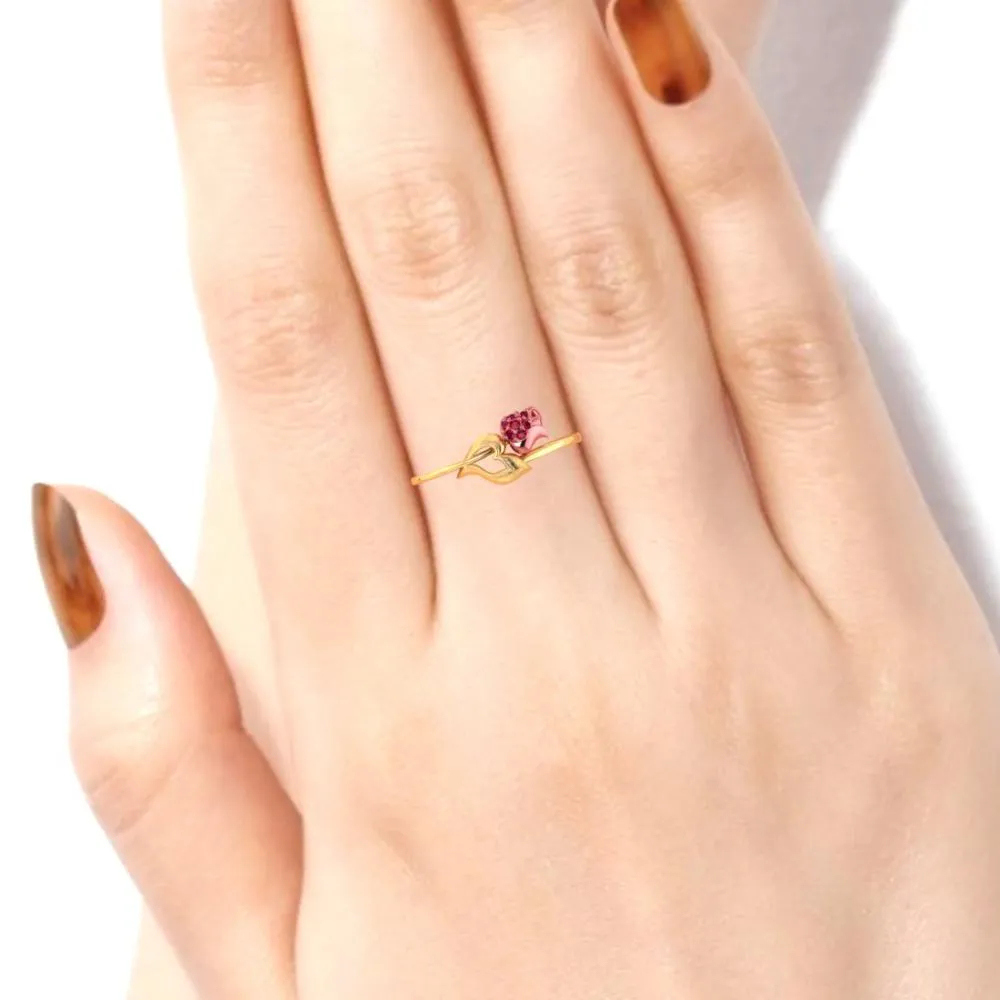 22k Gold Ring With An Intricately-detailed Tulip On Top