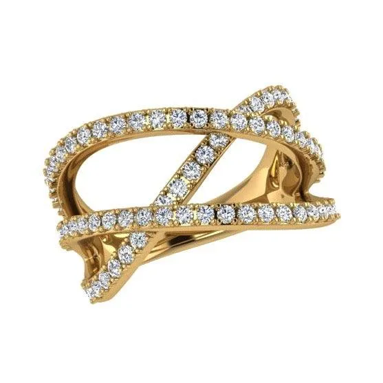 3 Way Diamond Crossover Ring 14K Gold (0.60 ct.tw.)