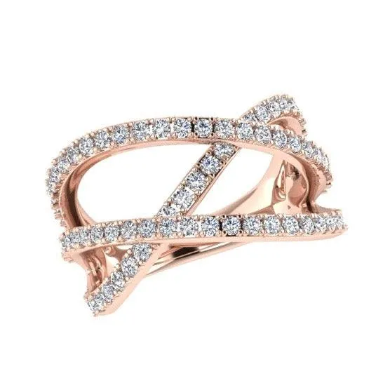 3 Way Diamond Crossover Ring 14K Gold (0.60 ct.tw.)