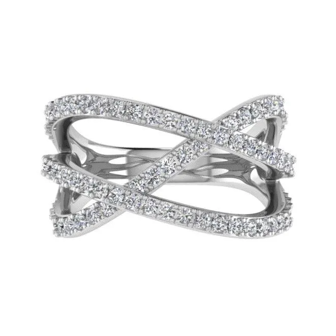 3 Way Diamond Crossover Ring 14K Gold (0.60 ct.tw.)