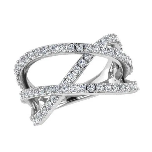 3 Way Diamond Crossover Ring 14K Gold