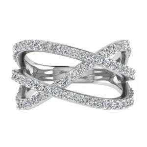 3 Way Diamond Crossover Ring 14K Gold