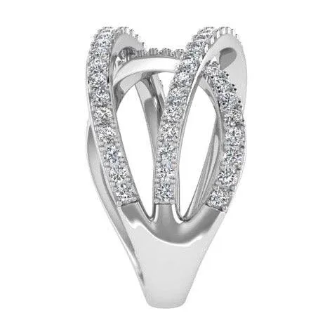 3 Way Diamond Crossover Ring 14K Gold