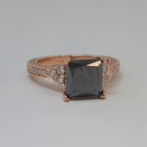 4.25 carat Black Diamond Engagement Ring