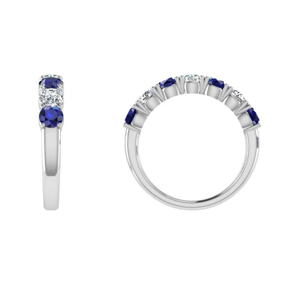 7 Stone Sapphire and Diamond Ring
