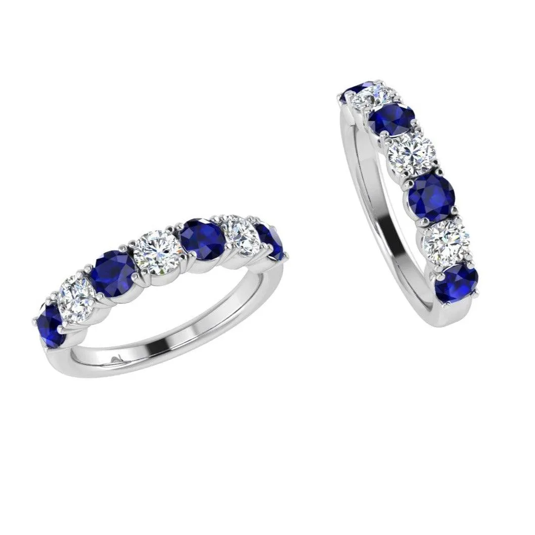 7 Stone Sapphire and Diamond Ring