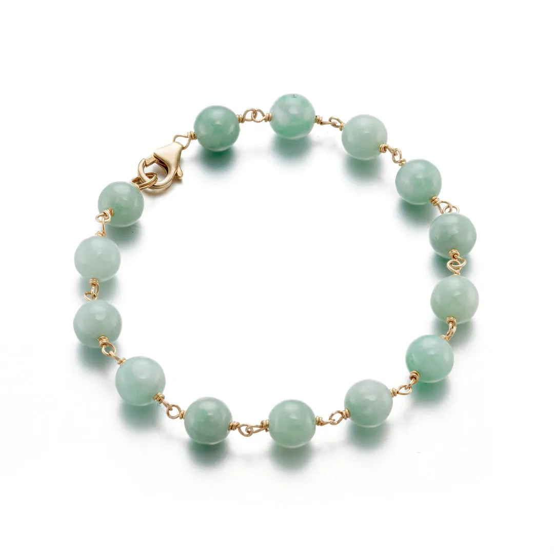 7mm Apple Green Jade Pigtail Bracelet