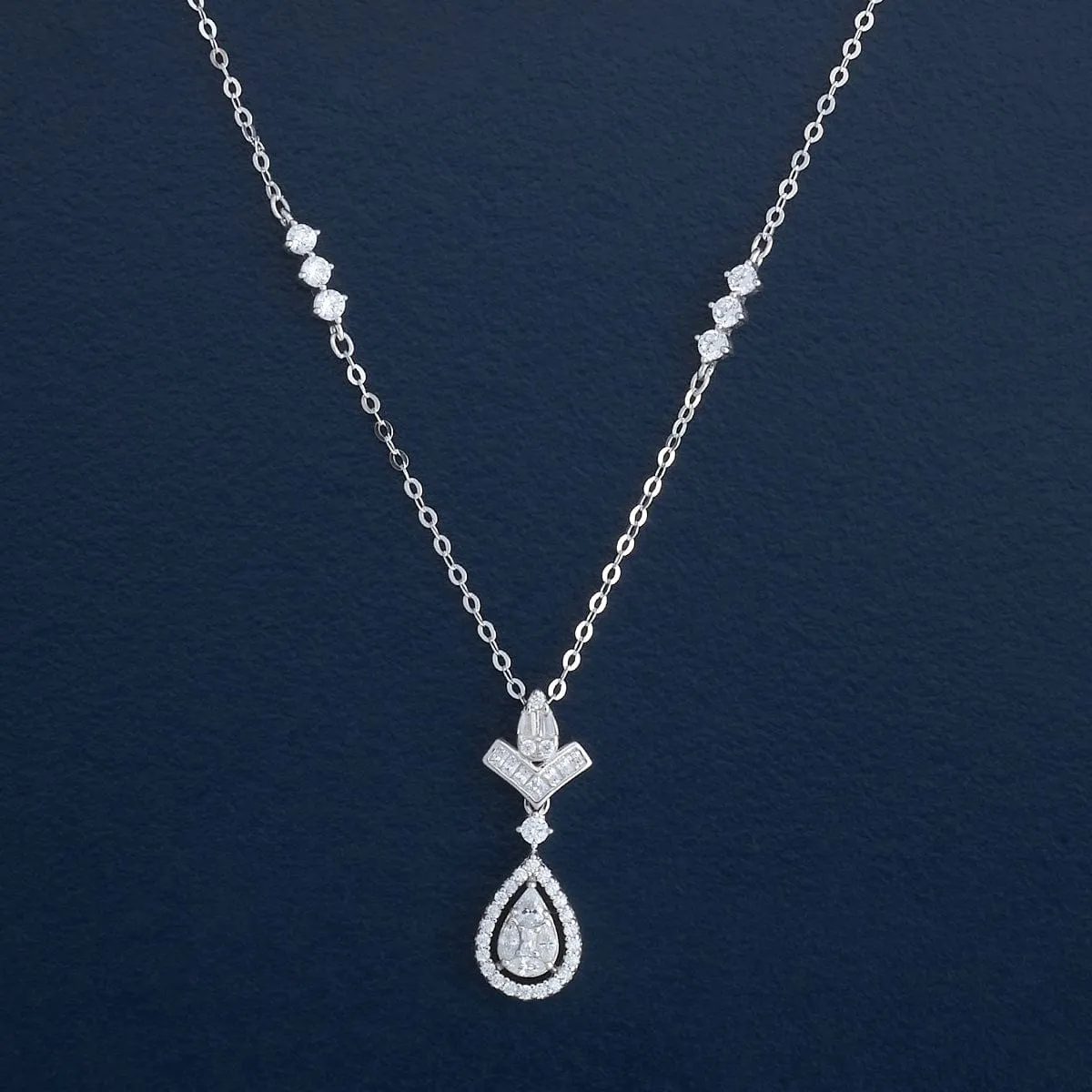 92.5 Silver Pendant with Chain and Earring Set 183044