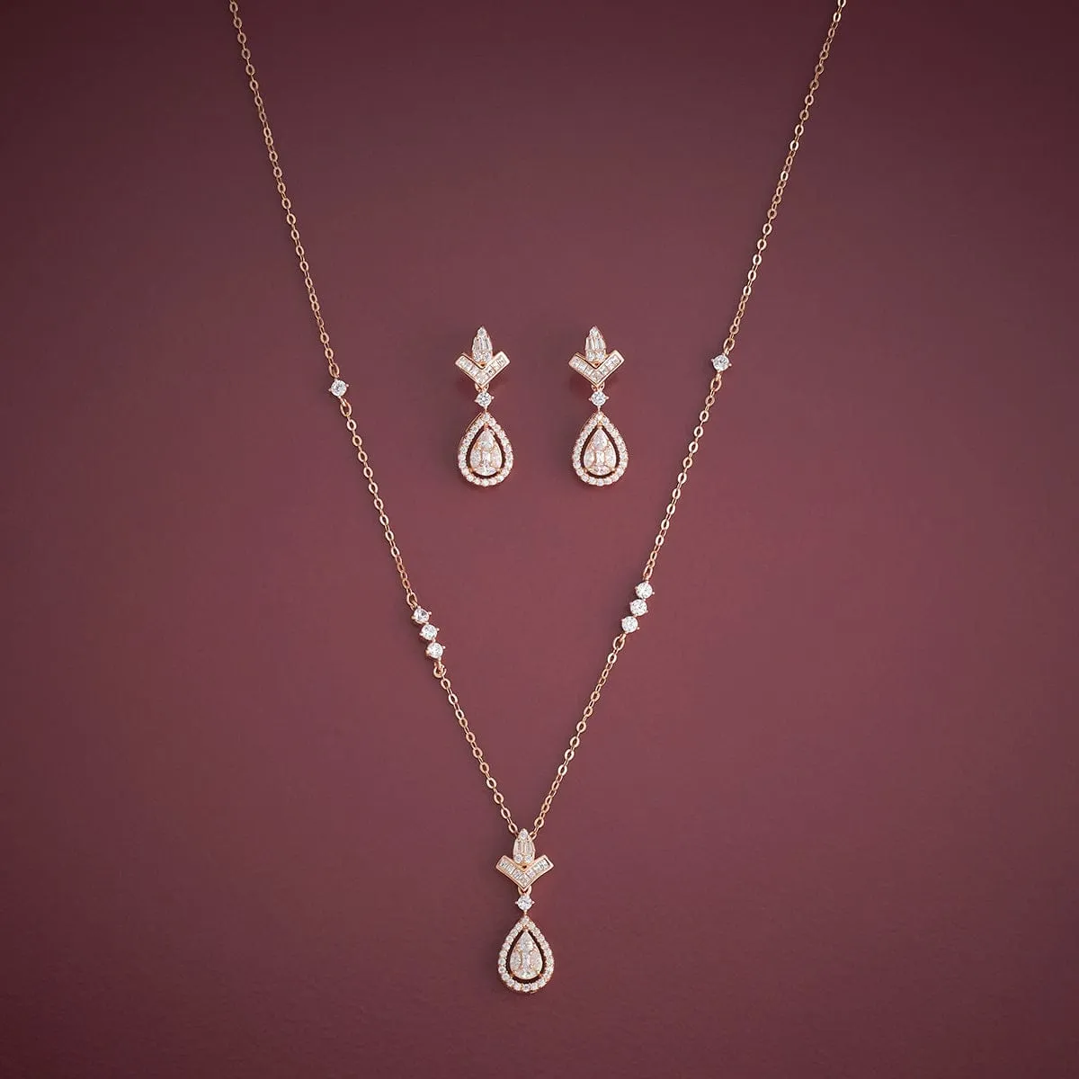 92.5 Silver Pendant with Chain and Earring Set 183044