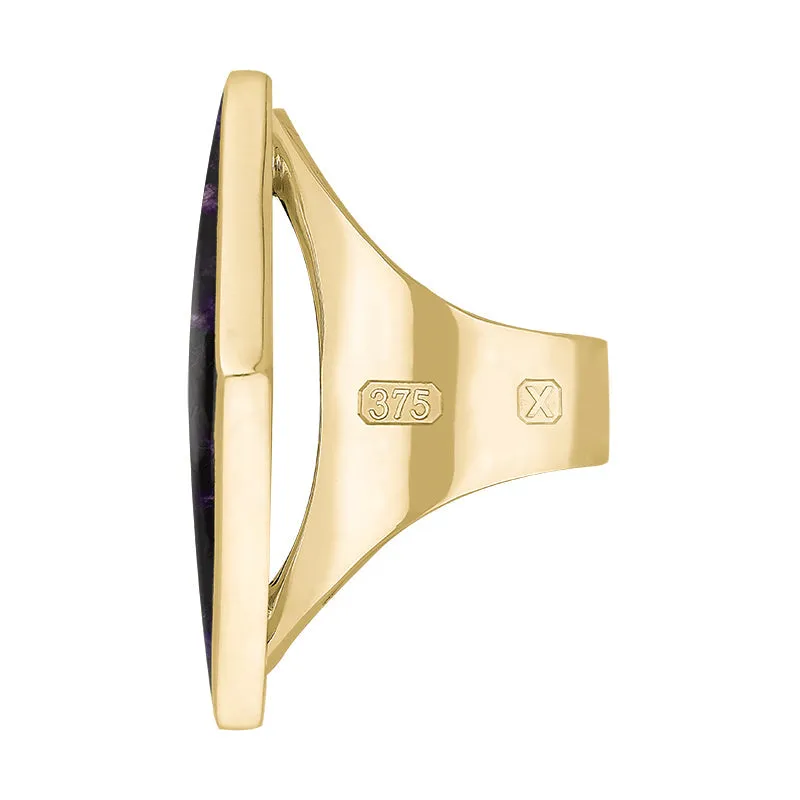 9ct Yellow Gold Blue John Hallmark Large Rhombus Ring