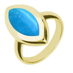 9ct Yellow Gold Turquoise Framed Marquise Ring