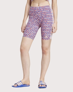 Adidas x FARM All Over Print Blue/Red Bike Shorts Party wear Fashion customization