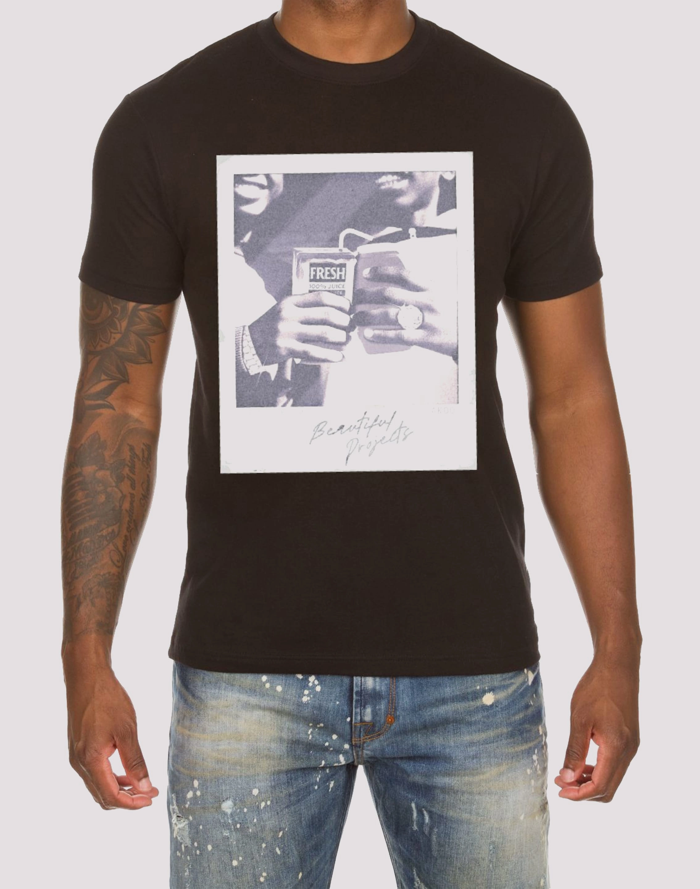 Akoo Cheers Knit White Tee Shirt Beaded fashion items Denim - based fashion