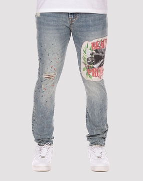 Akoo Lenox Slim Fit Denim Jeans Upcycled fashion Recycled fashion materials