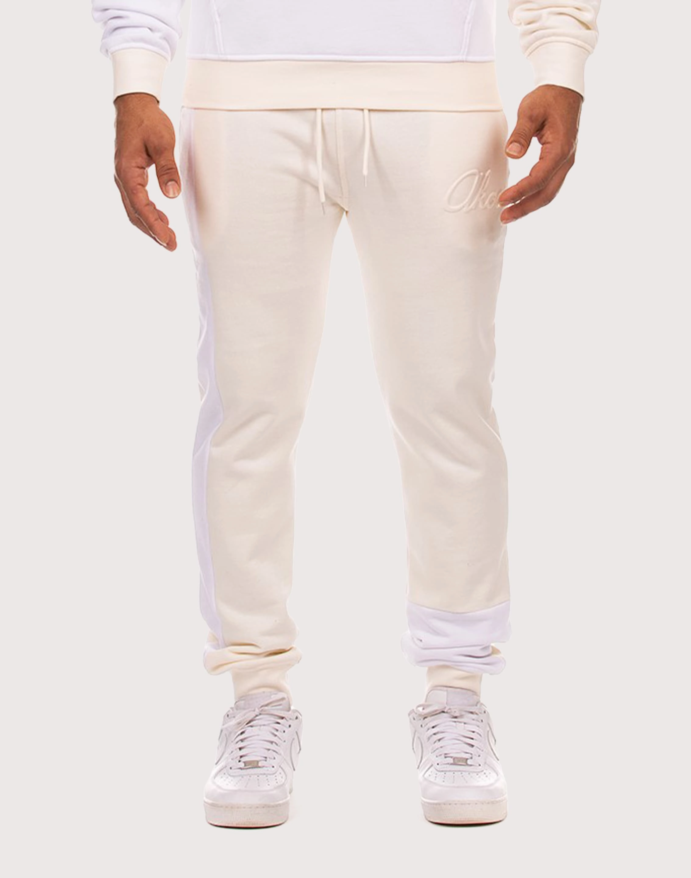 Akoo Script White Joggers Outerwear options Fashionable goods