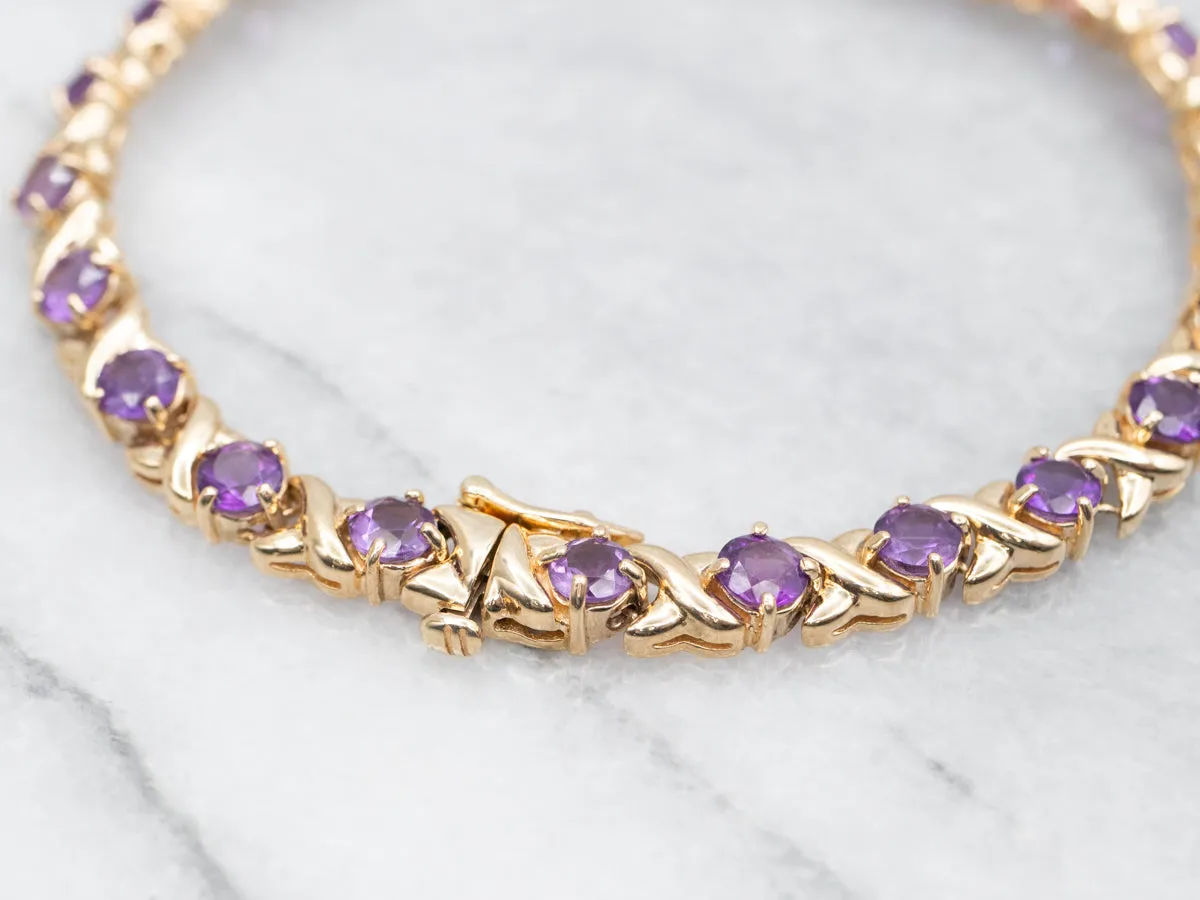 Amethyst X-Link Gemstone Tennis Bracelet