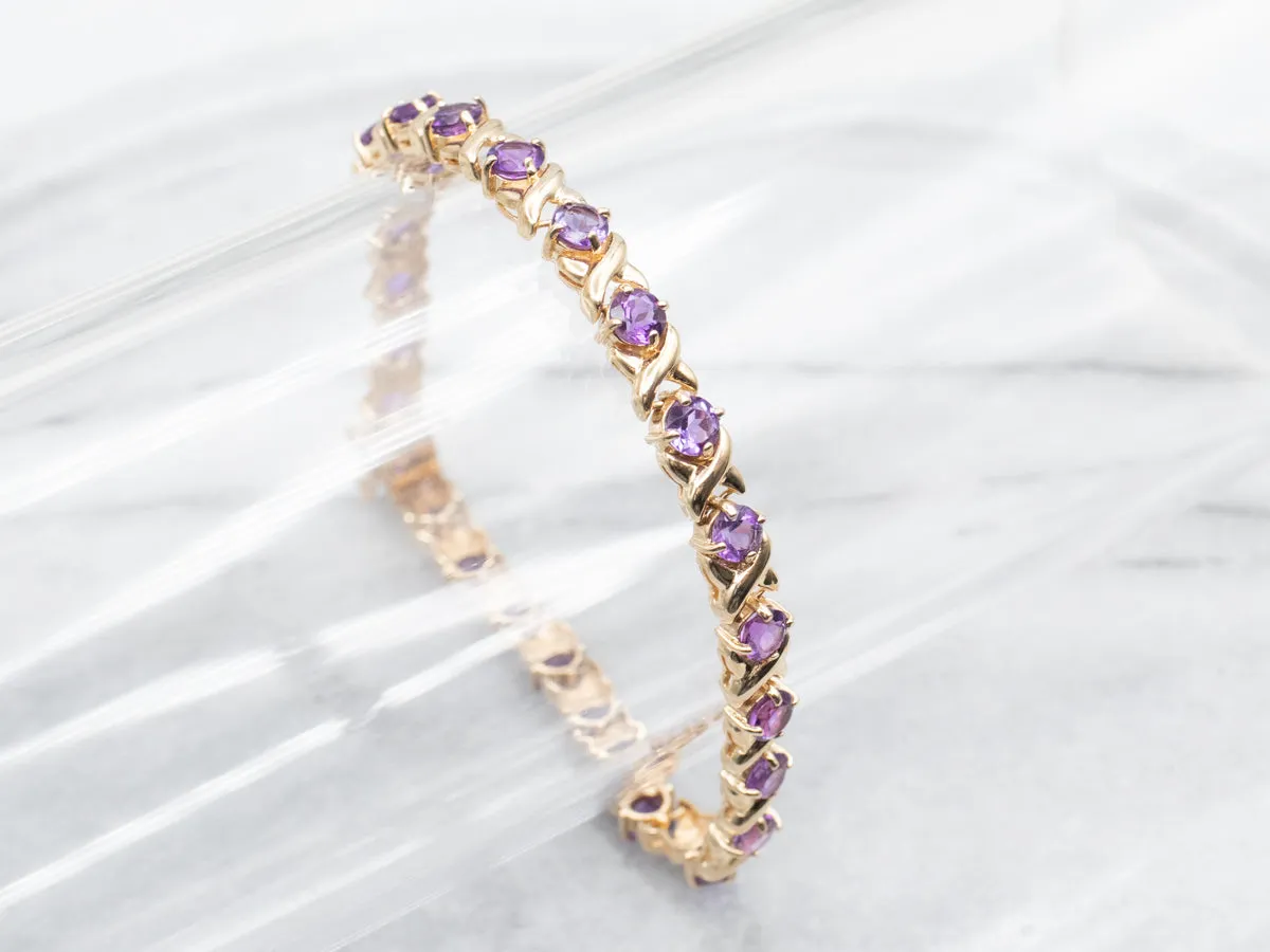 Amethyst X-Link Gemstone Tennis Bracelet