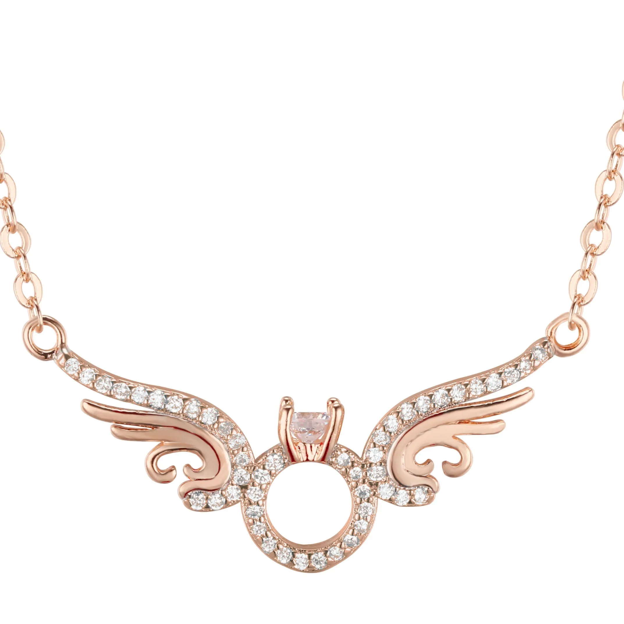 Angel wings necklace plated in 14K Gold, Rose Gold, White Gold, two tone