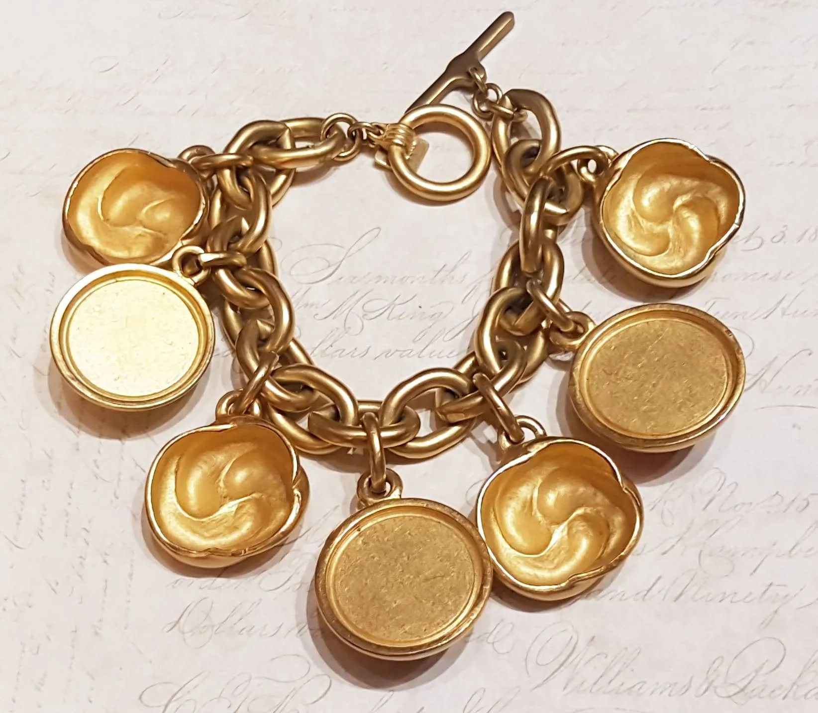 Anne Klein Charm Bracelet Gold Statement Multicoloured Stones
