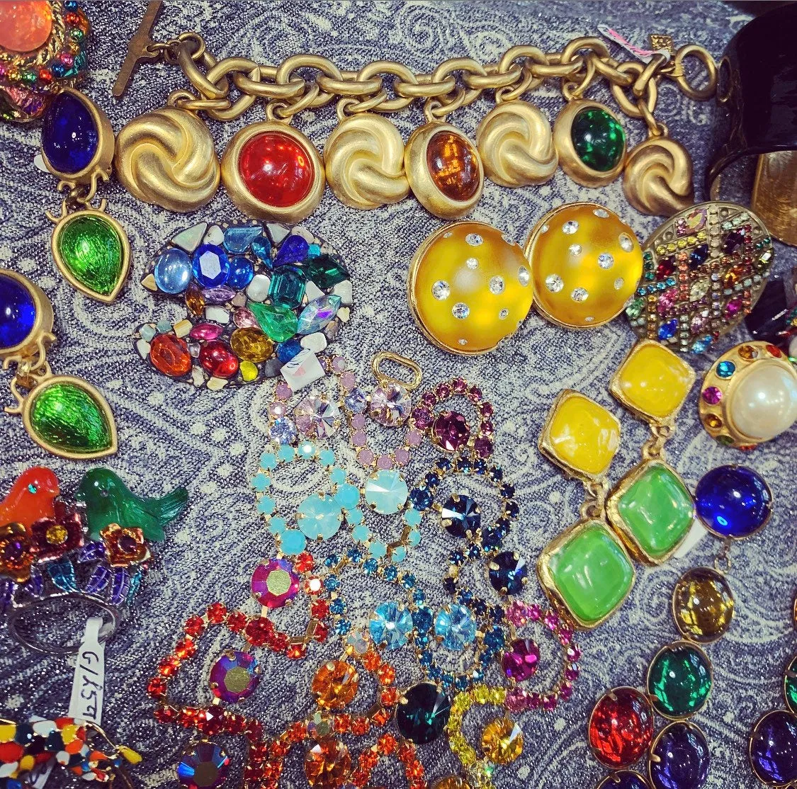 Anne Klein Charm Bracelet Gold Statement Multicoloured Stones