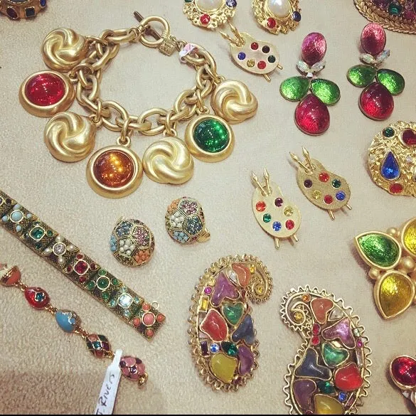 Anne Klein Charm Bracelet Gold Statement Multicoloured Stones