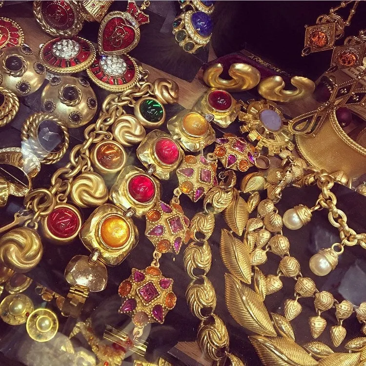 Anne Klein Charm Bracelet Gold Statement Multicoloured Stones